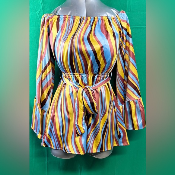Hyfve Swirl Print Romper Off the Shoulder Size Small - Picture 3 of 10